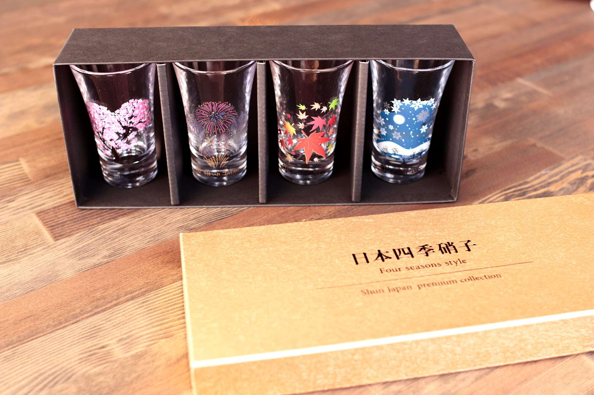 冷感日本四季 グラス天開揃』 * 四季 桜 花火 紅葉 雪 春夏秋冬 日本