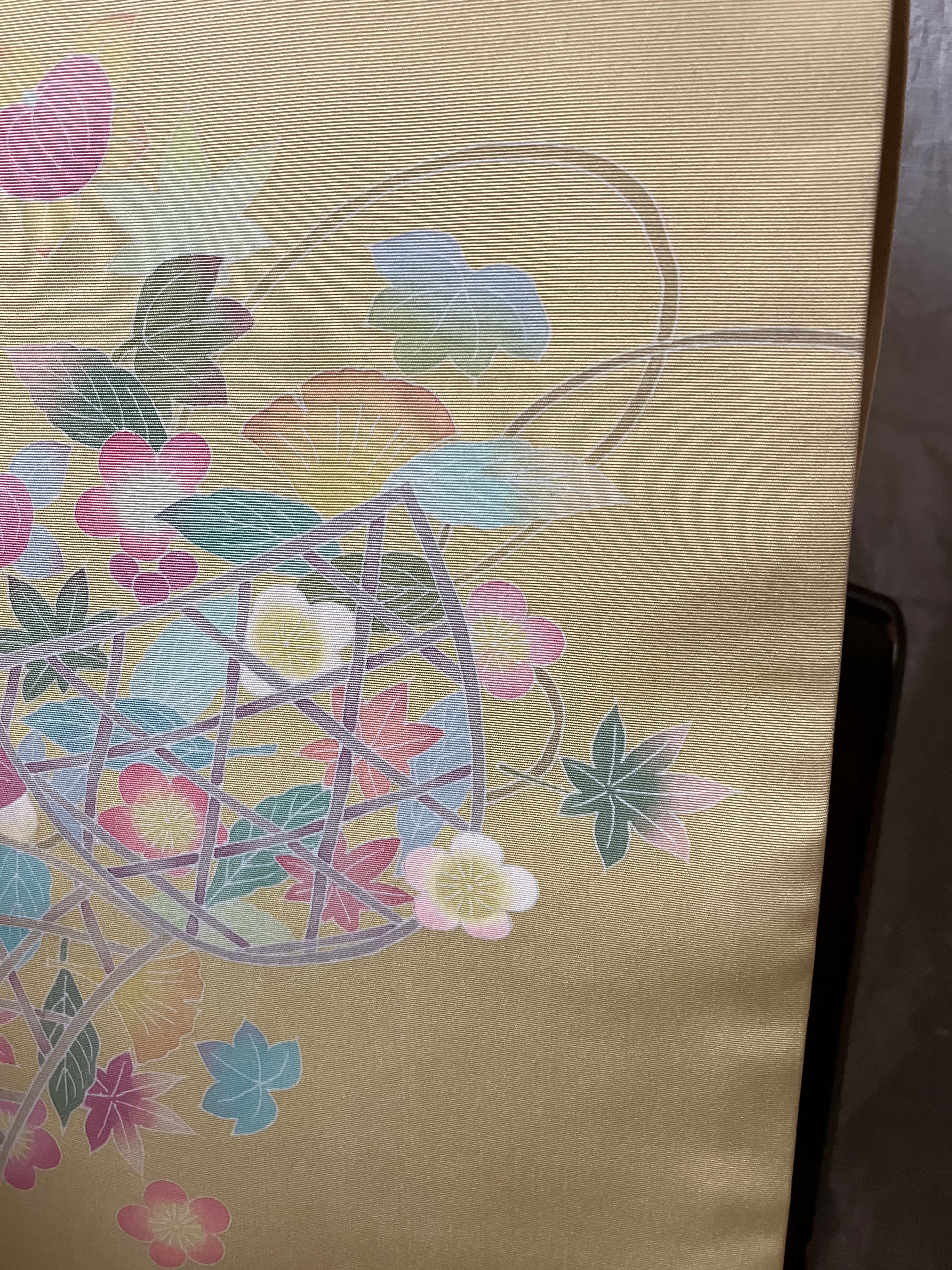 塩瀬名古屋帯（クリーム地花かご）