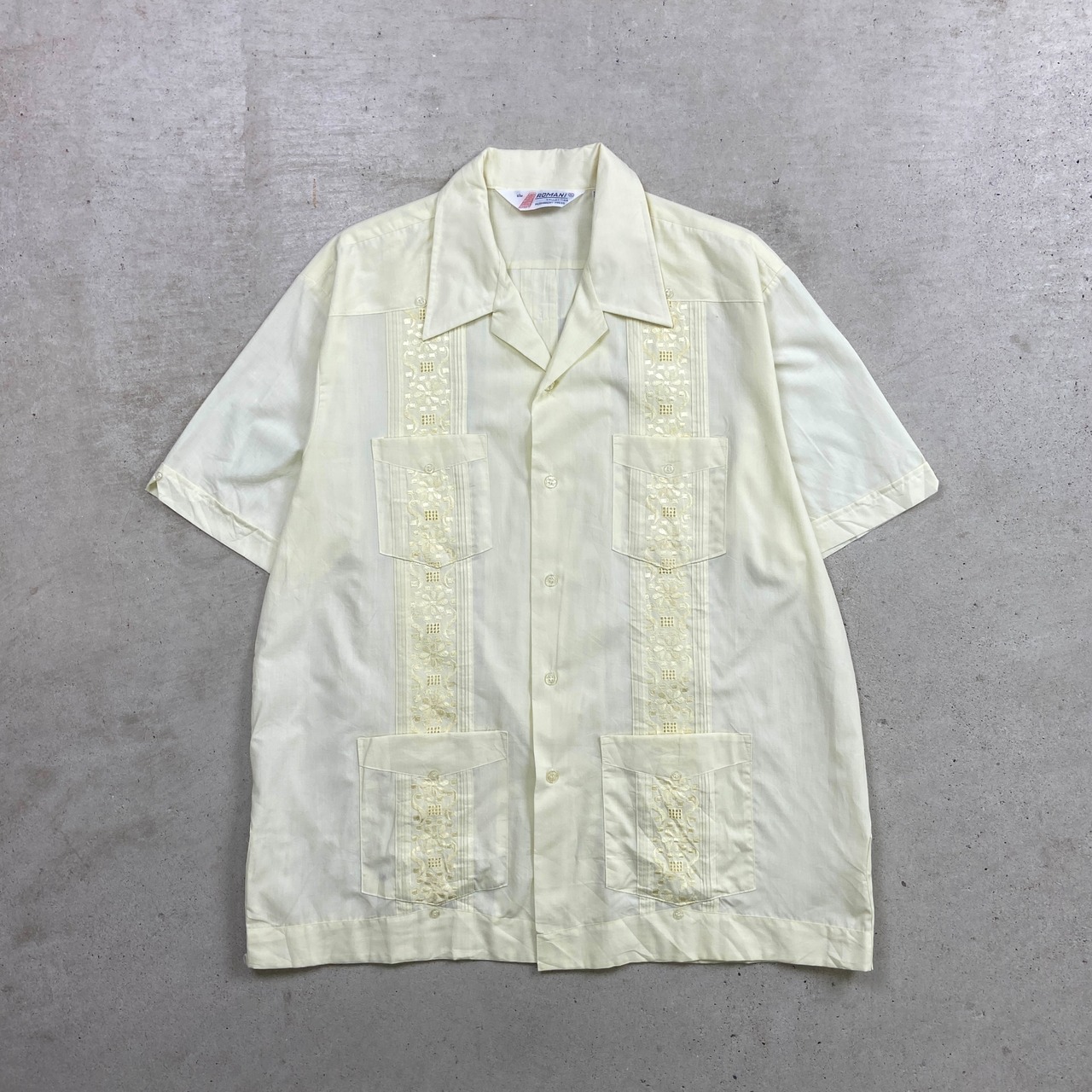 80年代 Romani キューバシャツ メキシカンシャツ 開襟 オープンカラー 