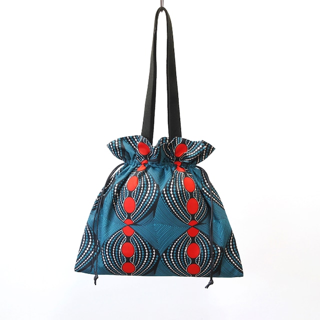 アフリカ布の巾着バッグ（アフリカンプリント）トート 大きめ