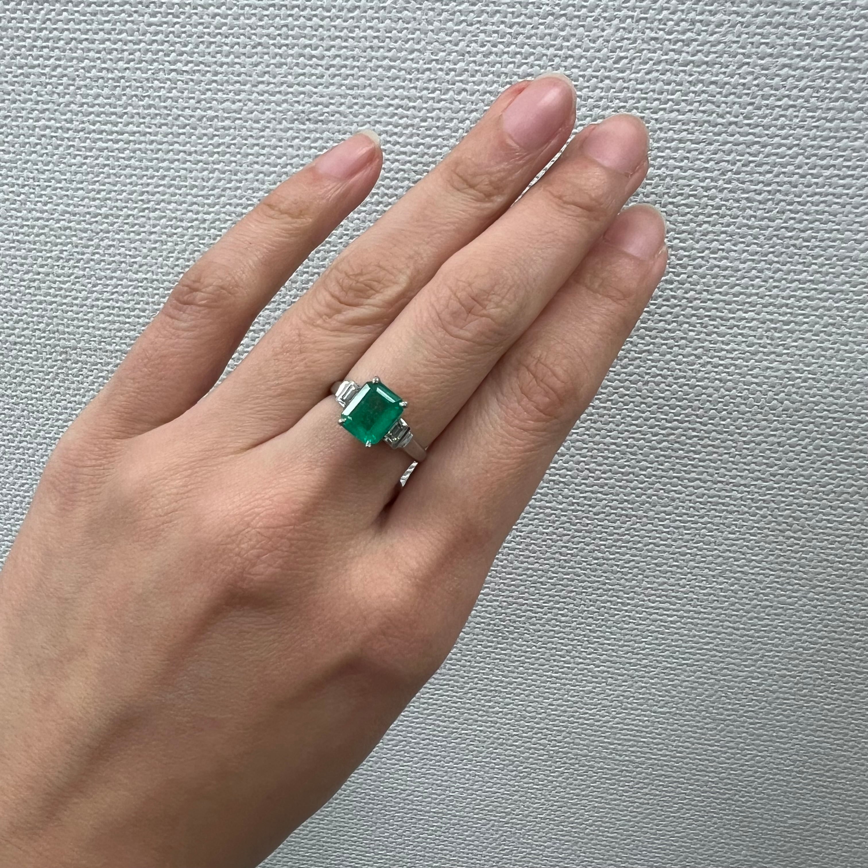 エメラルド ダイヤモンド リング 昭和レトロ スクエアフォルム