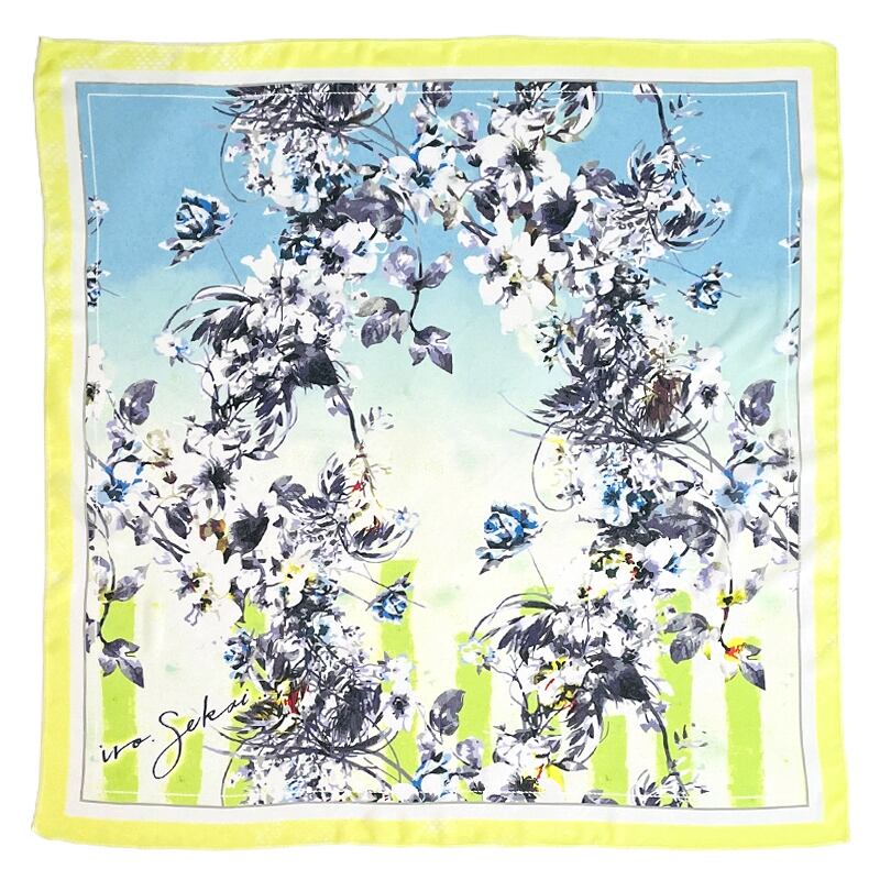 スカーフ-水色の花園 | iro.Sekai..