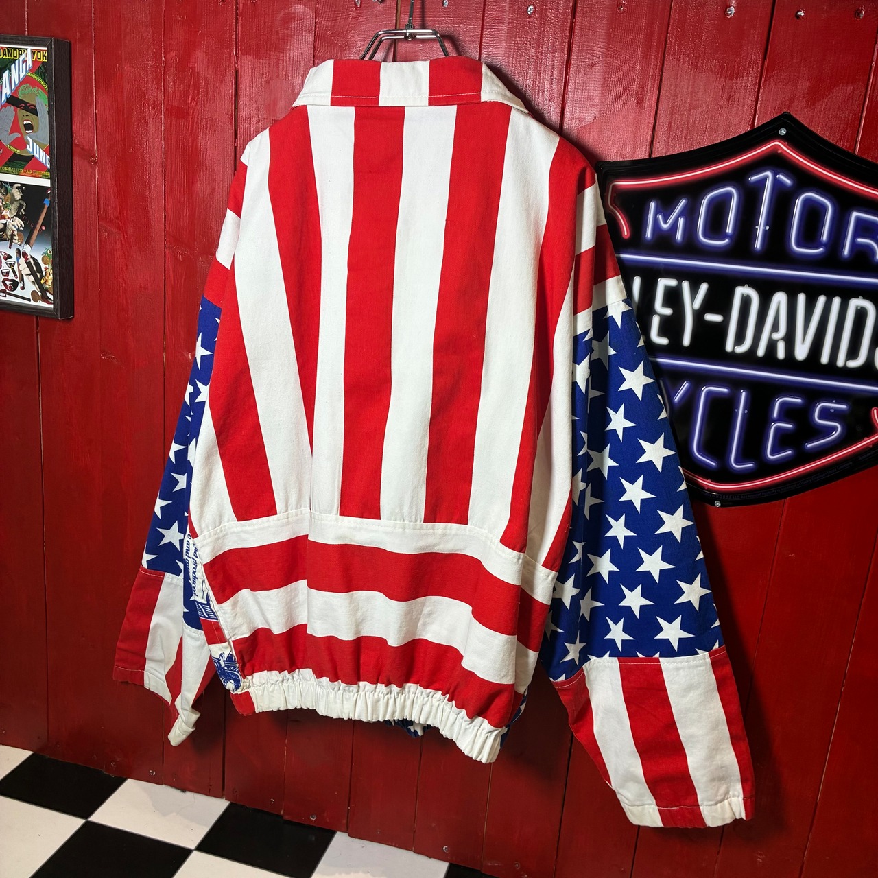 90s USA製 Budweiser 総柄ジャケット バドワイザー ビール アメカジ コットンジャケット