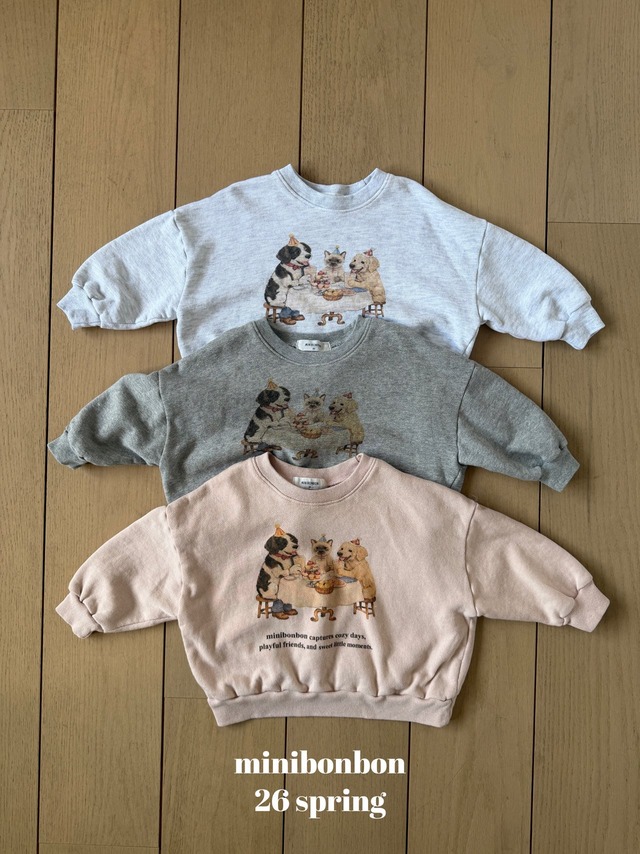 【取寄】minibonbon｜little party sweatshirt｜リトルパーティースウェット｜XS-JL｜kids&jr｜26 spring