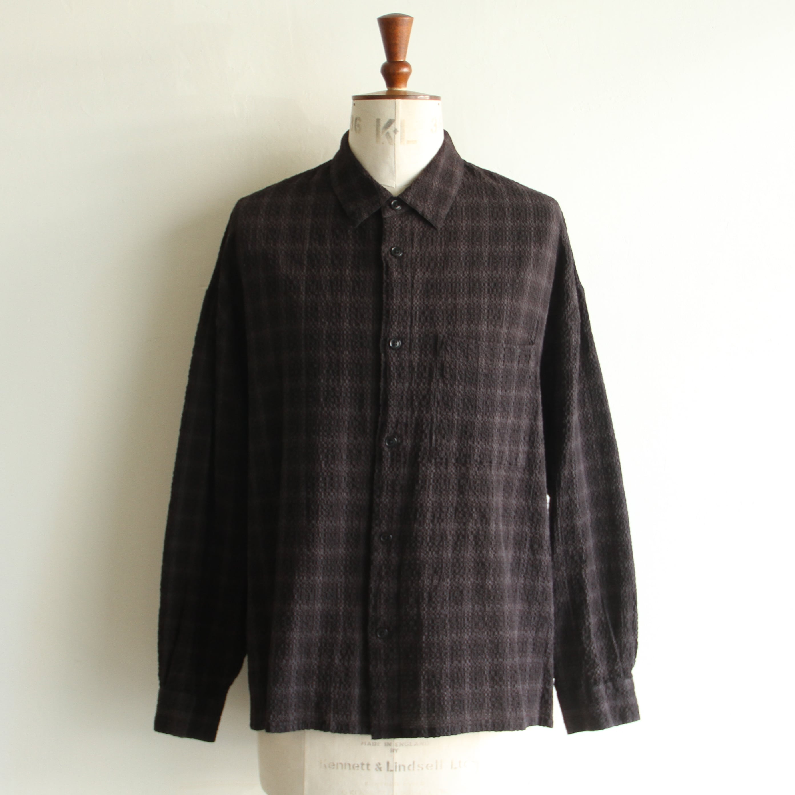 kontor overdyed seersucker check shirt | Terminal