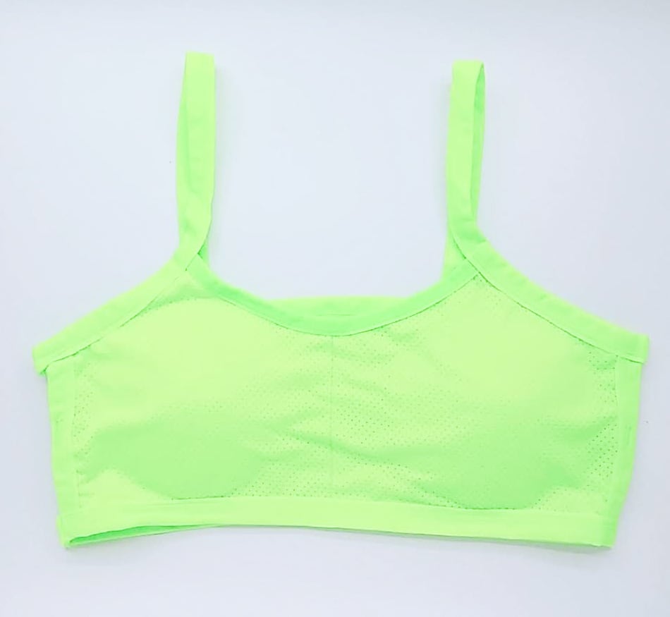 ネオンイエロー メッシュブラトップ ワイヤーなし カップ付き