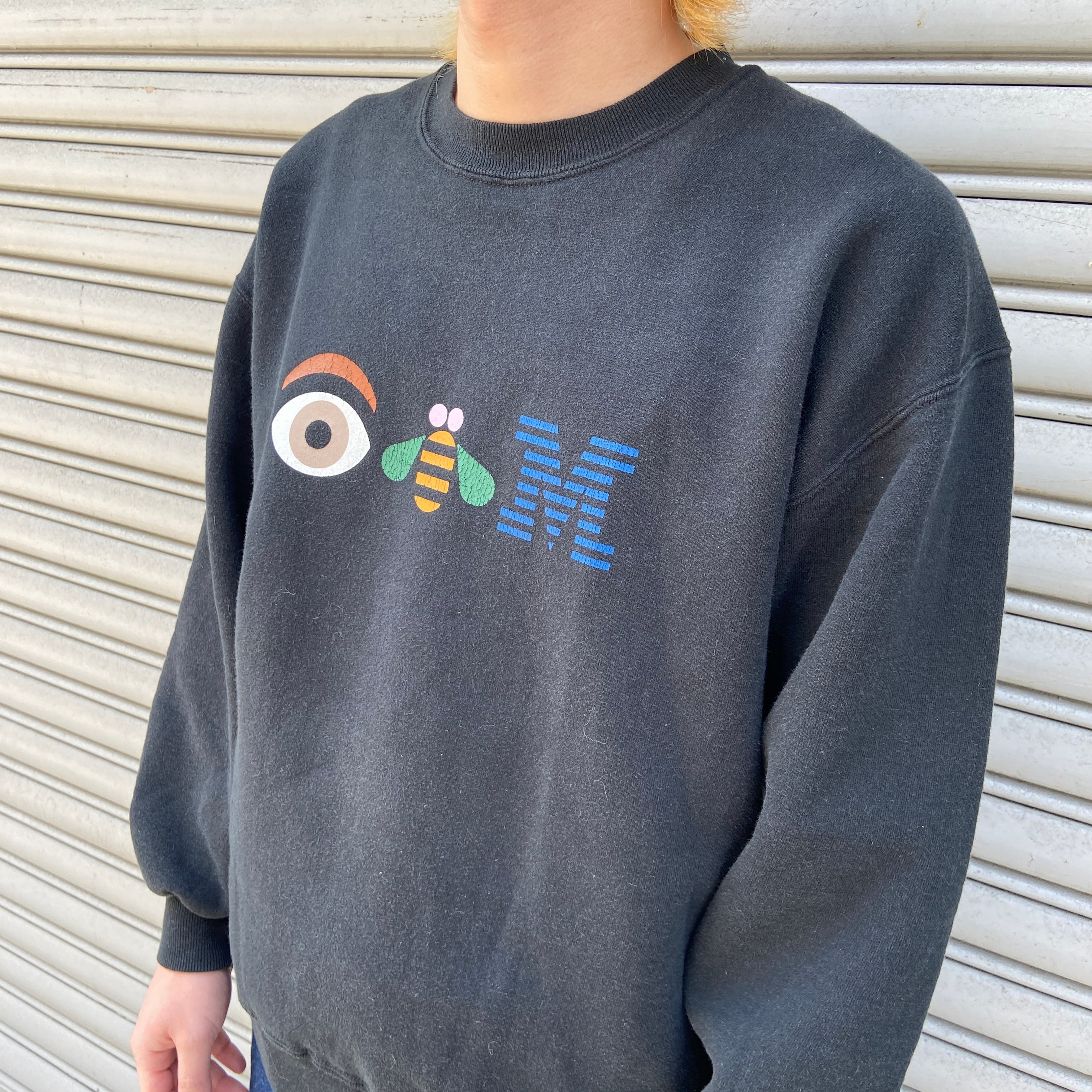 送料無料』90s USA製 IBM企業ロゴプリントプルオーバースウェット 