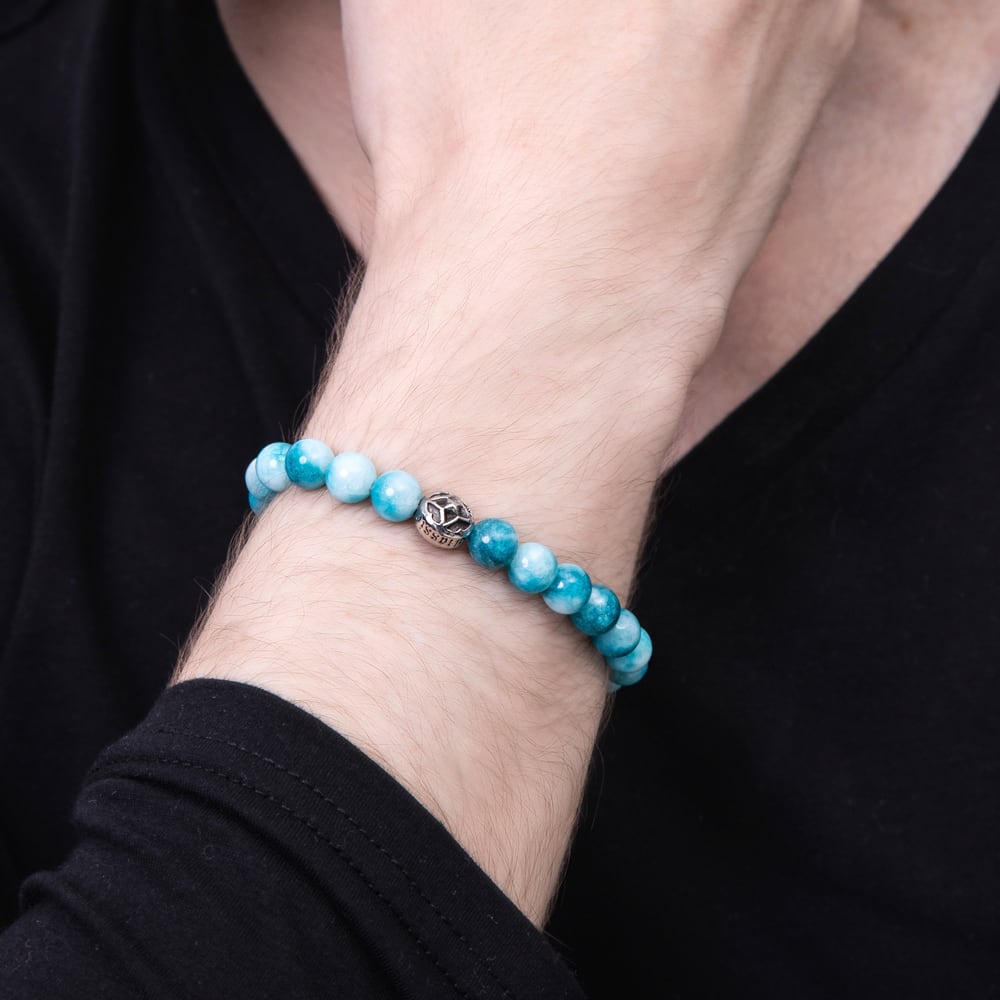 海色水晶数珠ブレス8mm ACB0112 Sea-colored crystal beads breath
