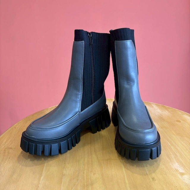 《 12/14までの限定販売 》【 libero 】リブニットコンビショートブーツ