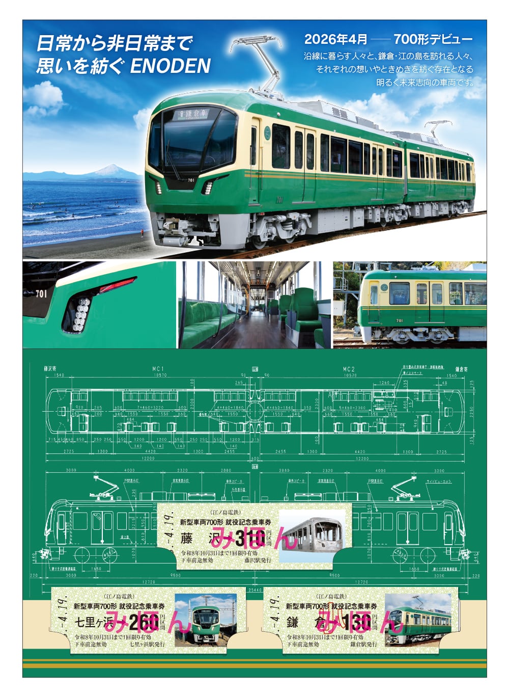 江ノ電］新型車両700形 就役記念乗車券 | きっぷと鉄こもの －記念