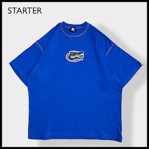 【STARTER】カレッジ フロリダ大学 ケーターズ Gators ビッグサイズ Tシャツ ワンポイントロゴ バックプリント University of Florida 半袖 ブルー US古着