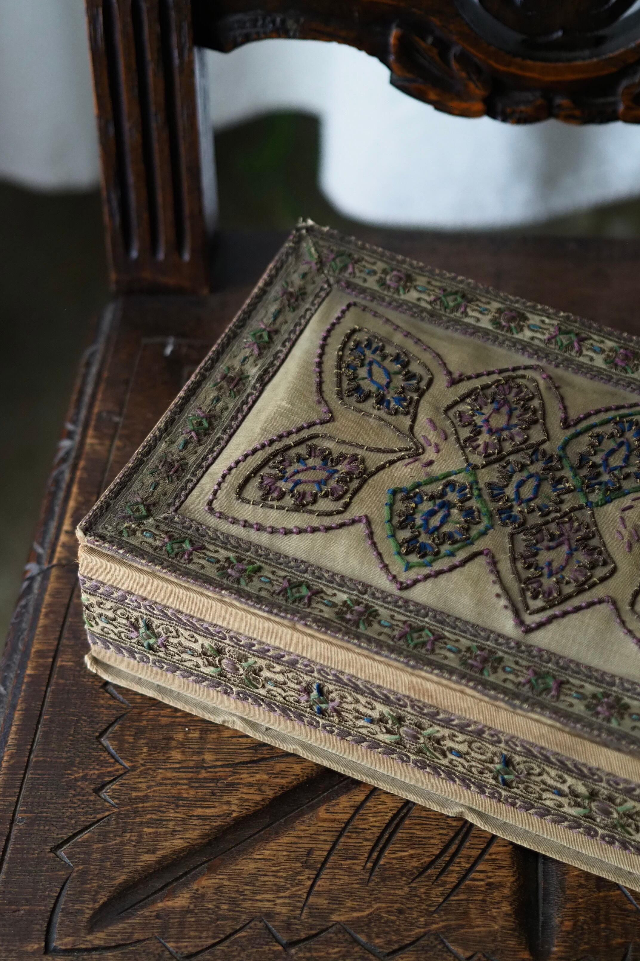 カルトナージュの刺繍ボックス-antique cloth box | アンティーク