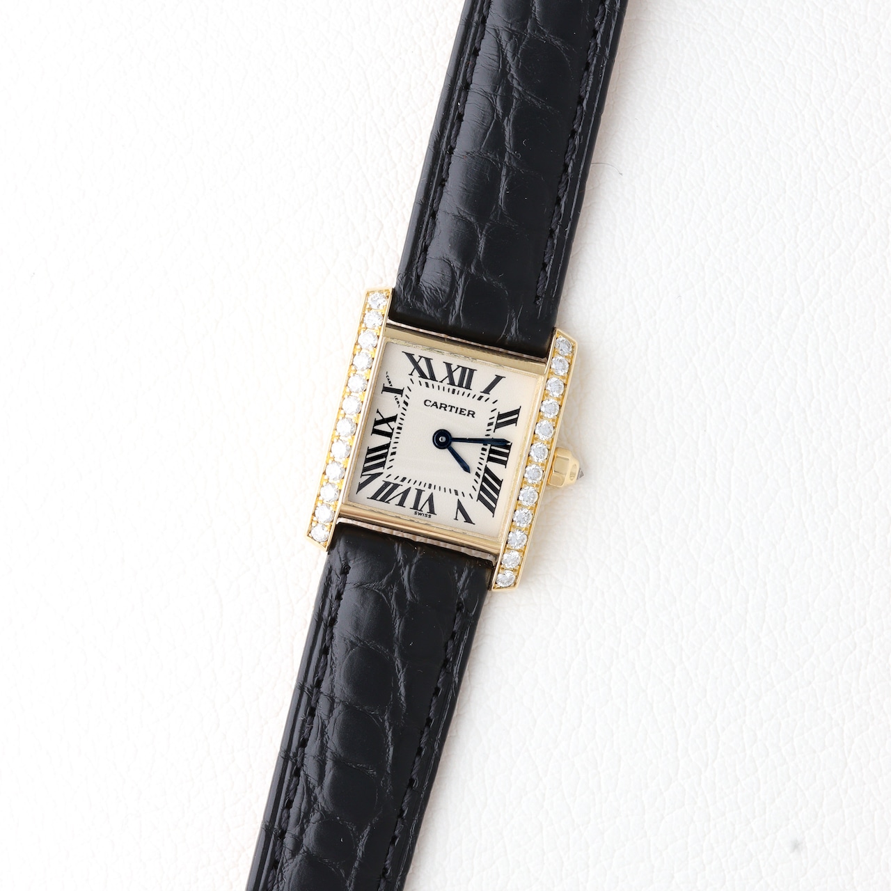 カルティエ タンクフランセーズ SM 純正ダイヤモンド レザー