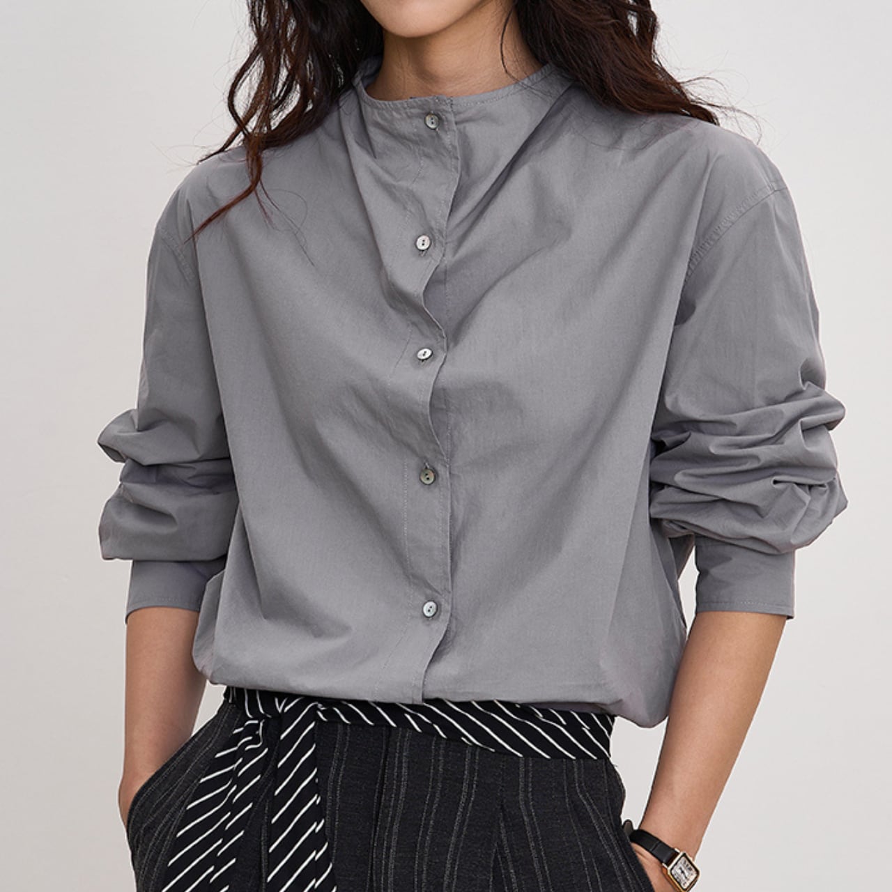 スタンドカラーロングスリーブシャツ SH3436