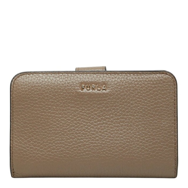 フルラ バビロン BABYLON COMPACT WALLET L字ファスナー 二つ折り財布 グレージュ レザー レディース Furla 【中古】