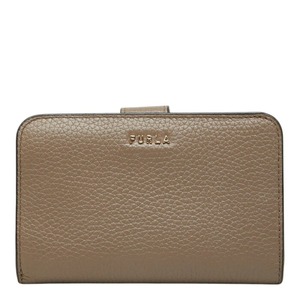 フルラ バビロン BABYLON COMPACT WALLET L字ファスナー 二つ折り財布 グレージュ レザー レディース Furla 【中古】