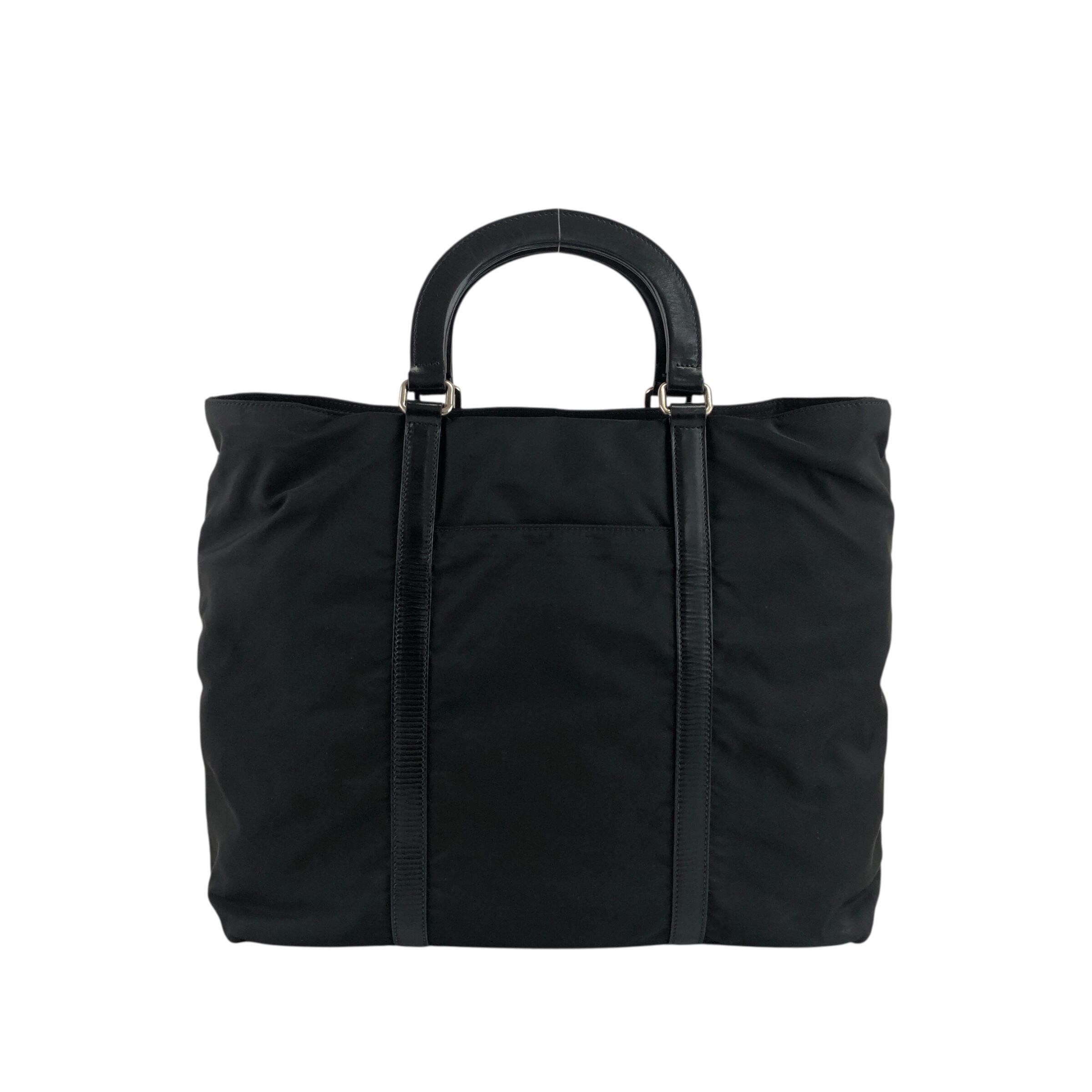 PRADA プラダ 三角ロゴ　ナイロン レザー 2WAY トートバッグ PRADA プラダ 三角ロゴプレート ボンバー トートバッグ