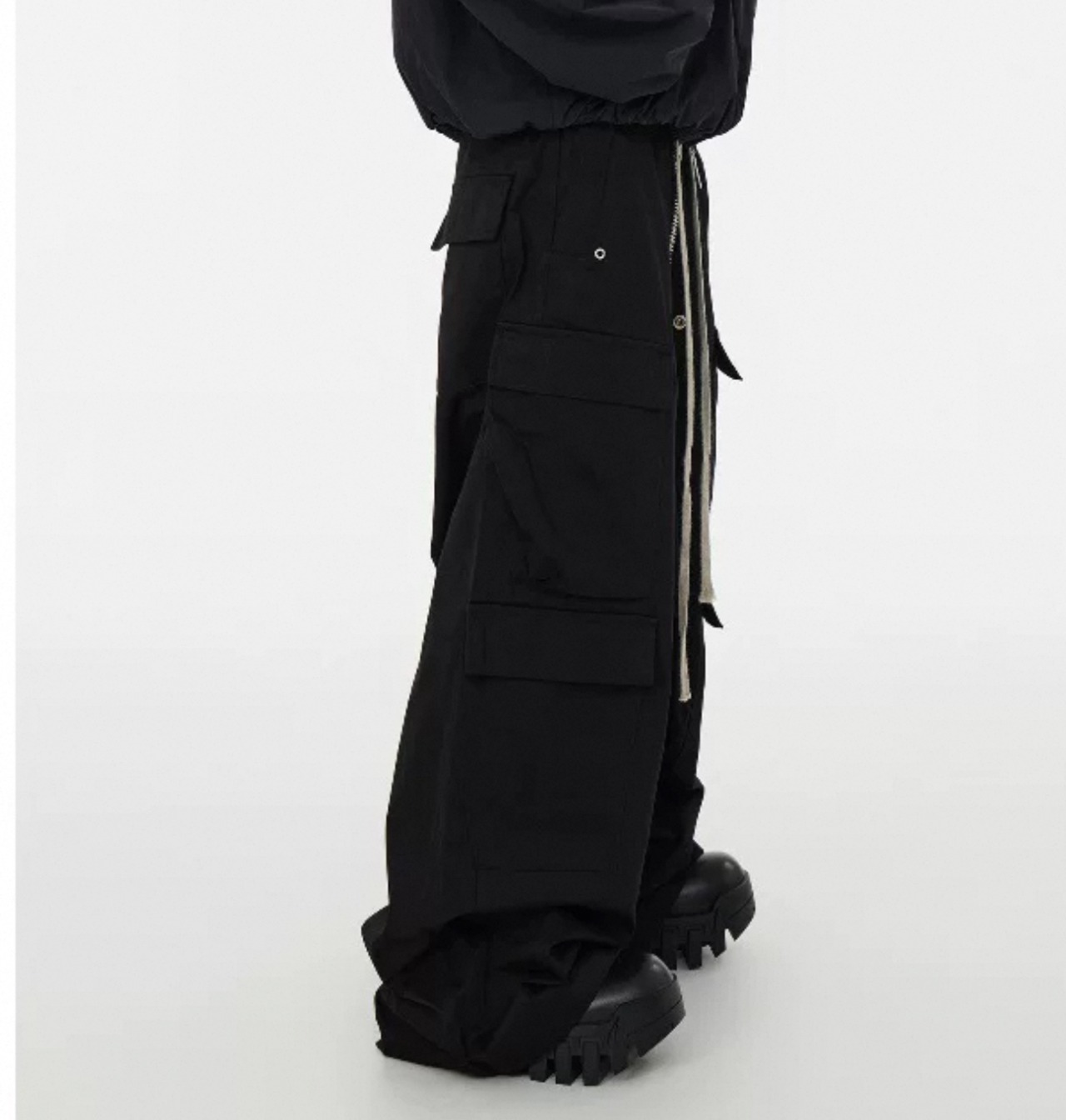 wide drawstring cargo pants - 4