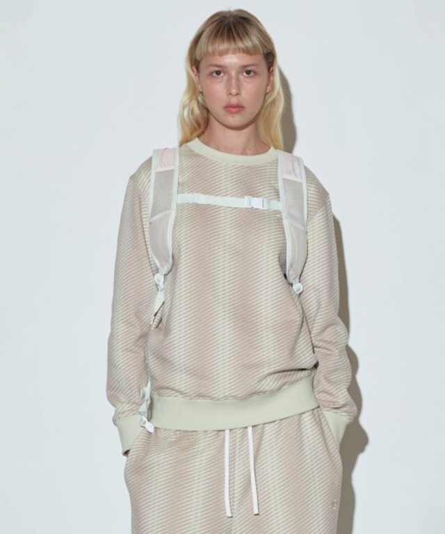 [SCULPTOR] Irregular Stripe Sweatshirt Raw/Indie Pink