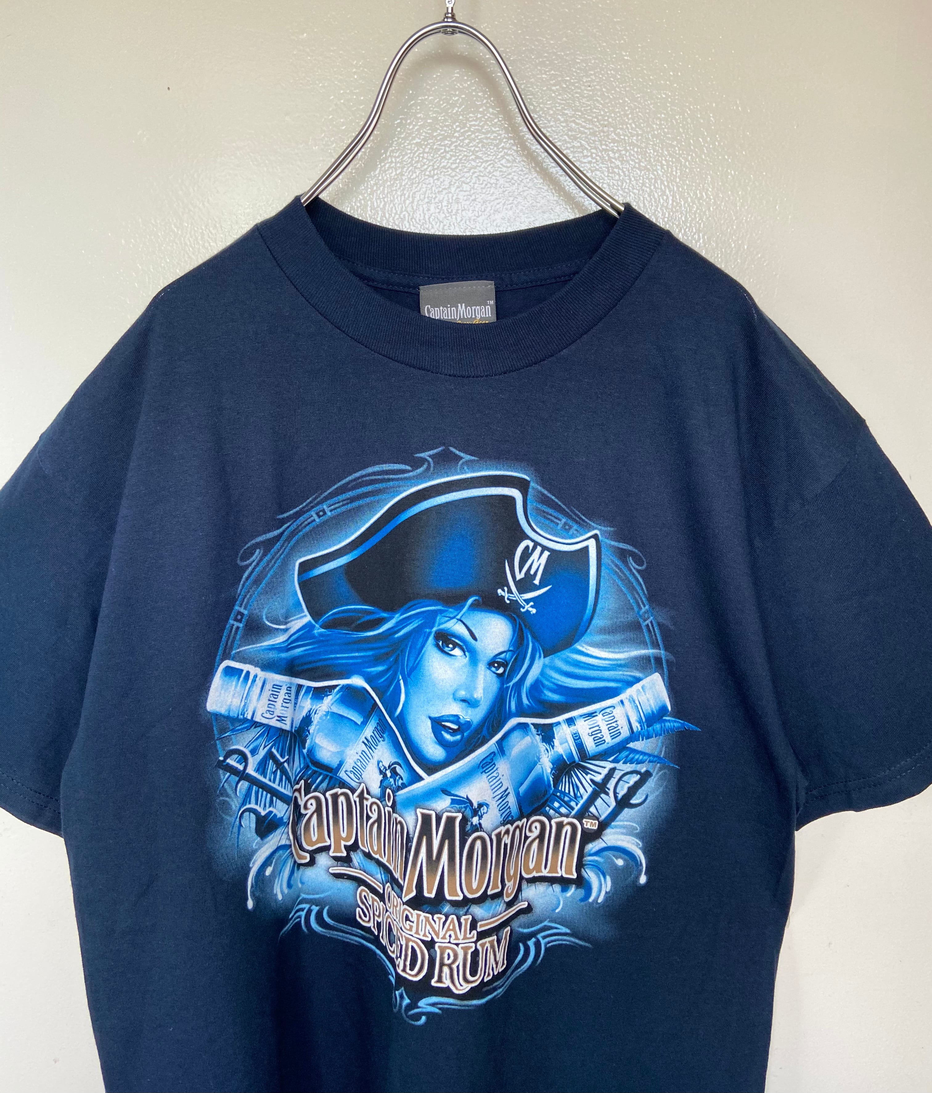 古着Captain Morgan/キャプテンモルガン センターロゴ Tシャツ 紺 ラム酒