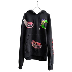 HERON PRESTON  HOODIE GLOBAL COLLAGE   BLACK