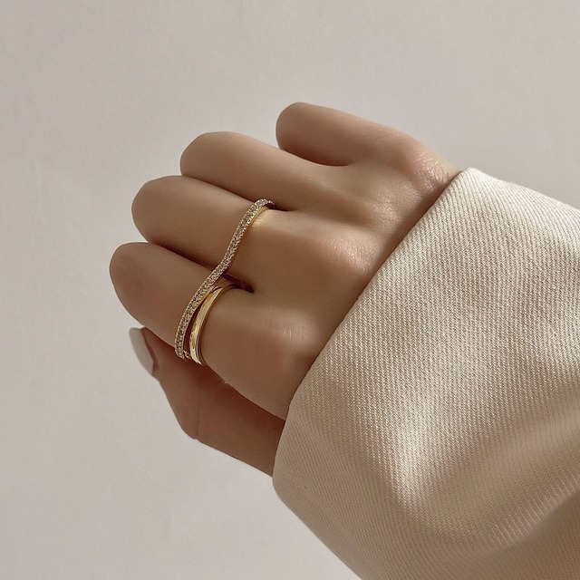 ウェーブデザイン ダブルフィンガーリング　1col　H10228