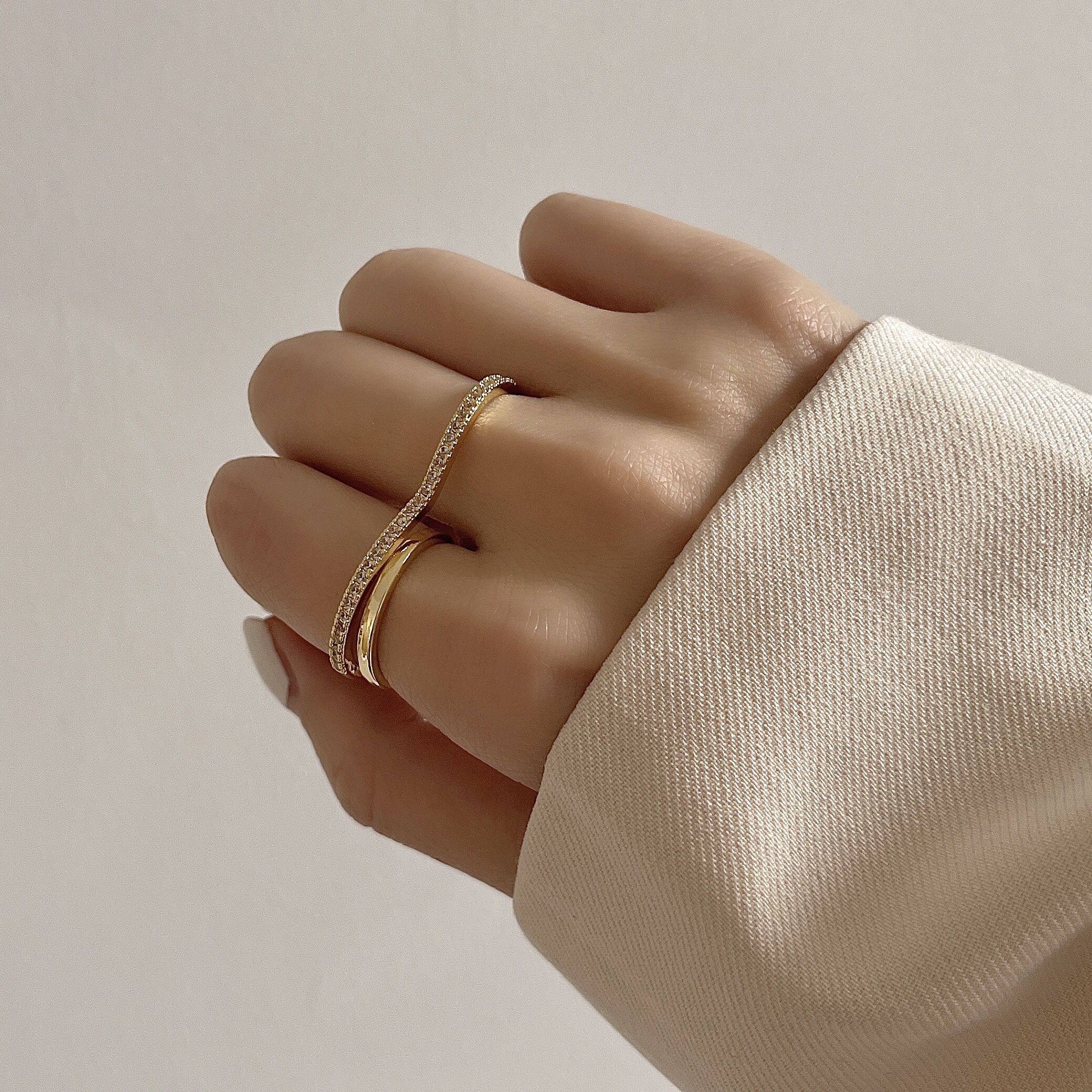 ウェーブデザイン ダブルフィンガーリング 1col H10228