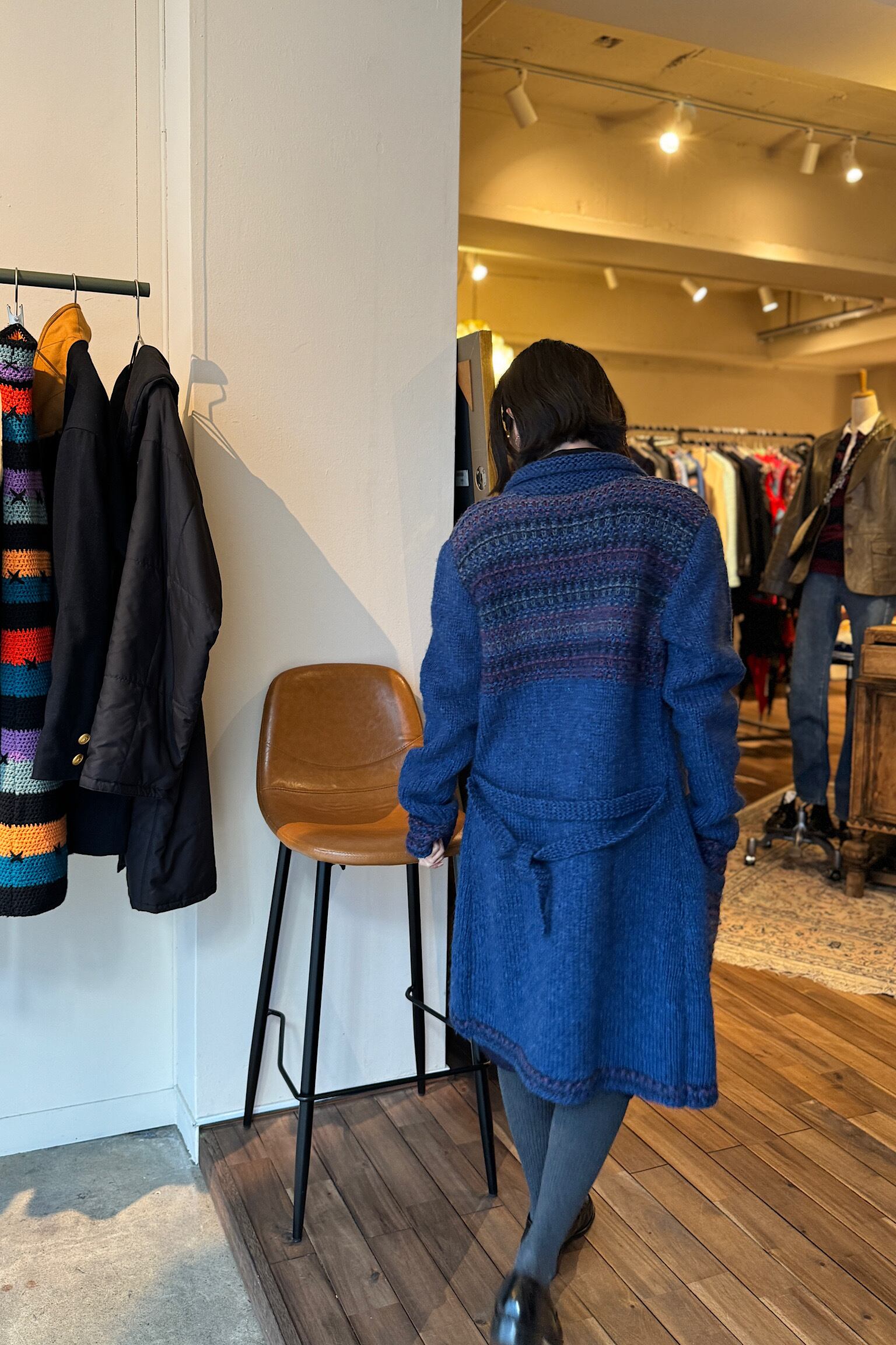 ウールネイビーハンドメイドニットコート | DROOMTUIN_VINTAGE