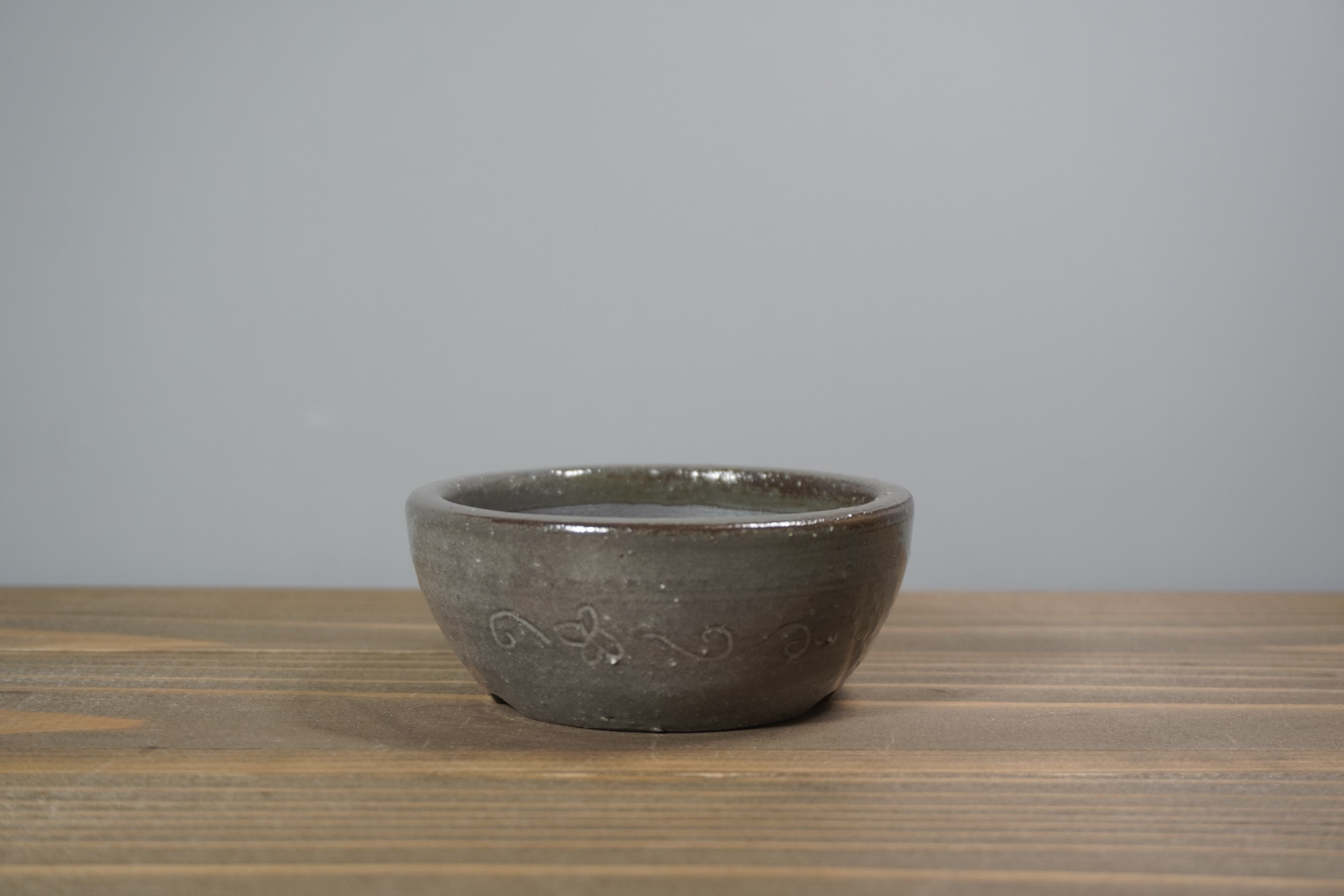 メロン釉盆栽丸鉢