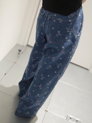【26SS】Mame Kurogouchi マメ クロゴウチ / Floral Jacquard High Waisted Denim Trousers