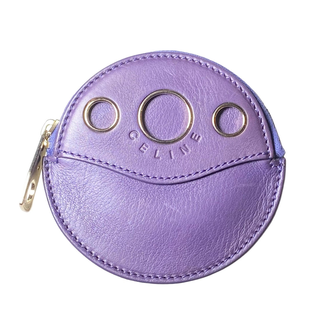 CELINE 2-tone leather round coin purse