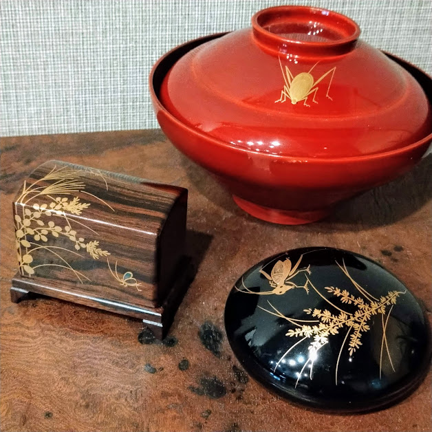 【最終】茶筅筒　秋草蒔絵　時代物　アンティーク　骨董