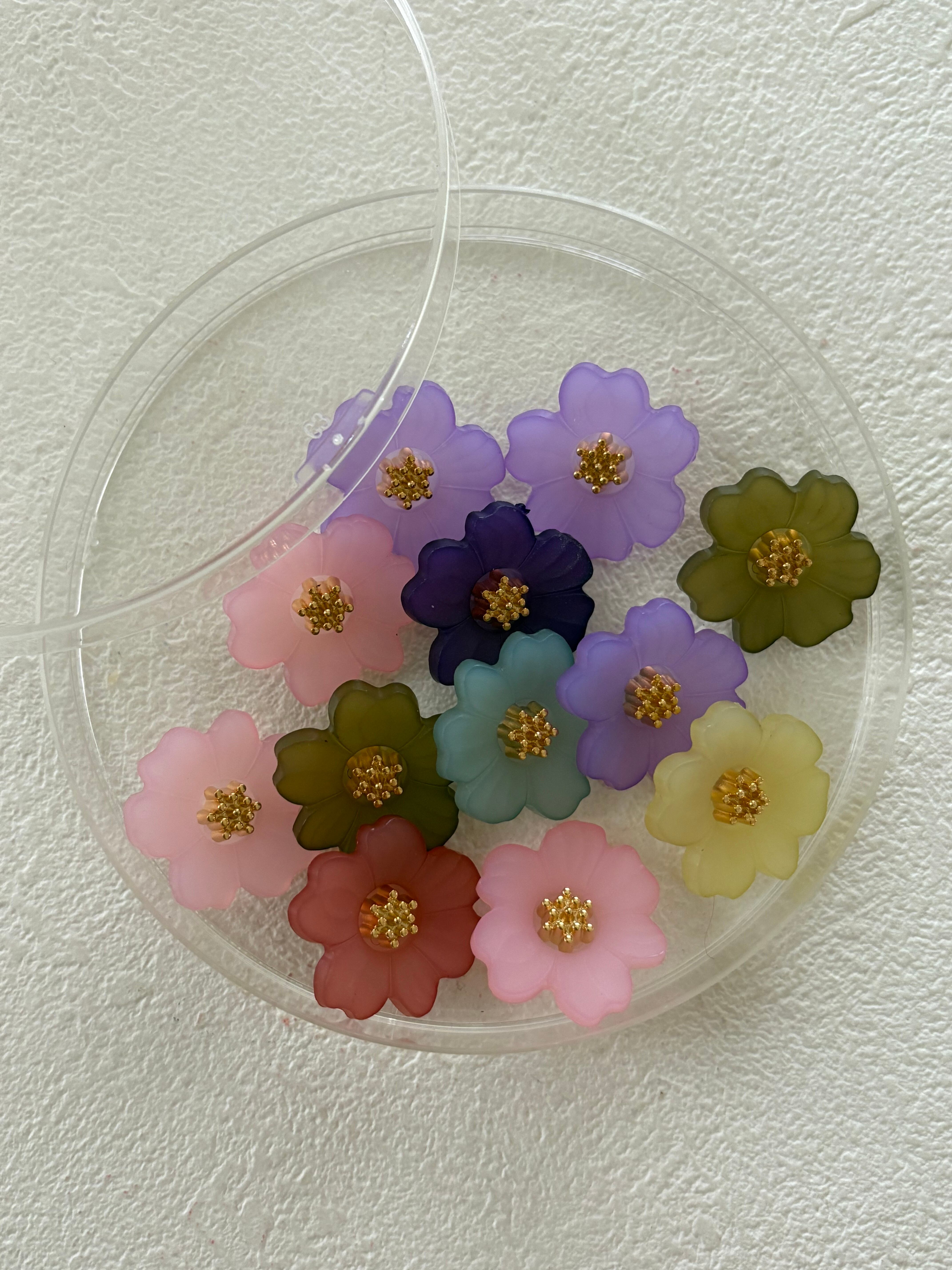 Japanese Vintageボタン プラスチック フロスト フラワー 染めボタン 20mm アクセサリーパーツ デコレーション材