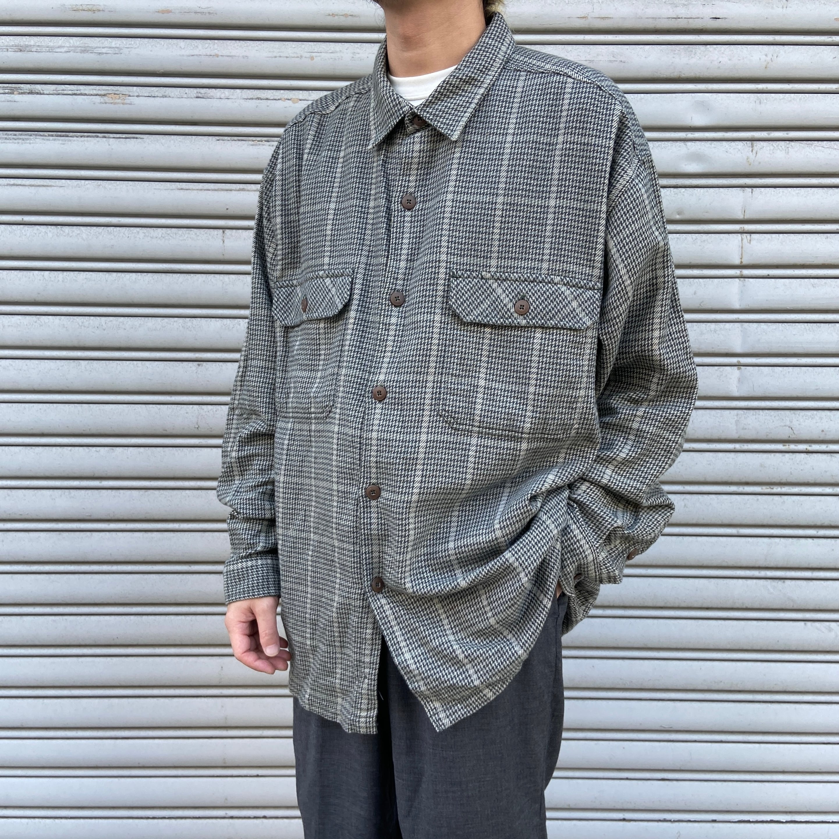古着 00'S パタゴニア Patagonia 千鳥格子柄 長袖 コットンシャツ