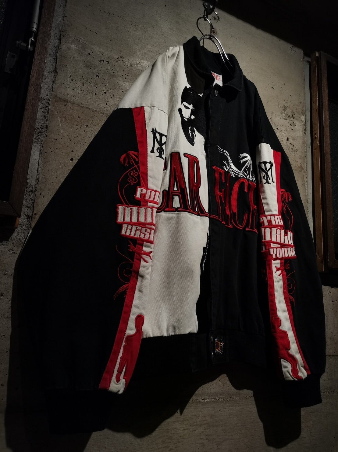 名作★ジェフハミルトン スカーフェイス 刺繍アルパチーノ レーシングジャケット 名作☆ジェフハミルトン スカーフェイス 刺繍アルパチーノ レーシング