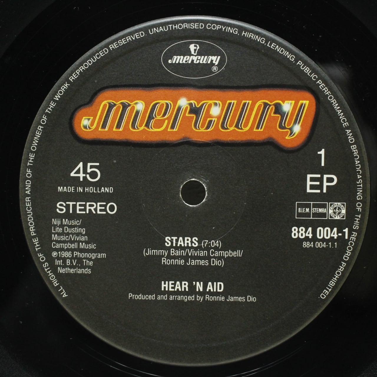 Hear'n Aid / Stars [884 004-1, AIDG-1] - 画像3