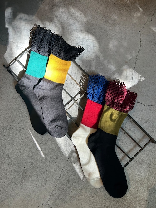 FAKUI  big mesh color block socks