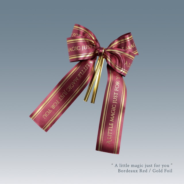 ギフトリボン Little Magic   Bordeaux Red/Gold Foil