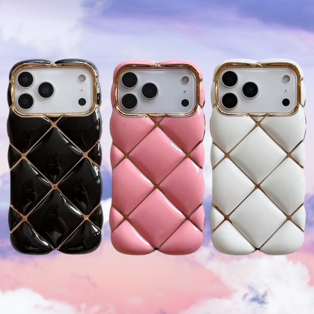 ラグジュアリー 3D ダイヤモンド iPhoneケース (ピンク/ブラック/ホワイト) | スマホケース iPhone ケース アイフォンケース | 機種 iPhone 13 14 15 16 17 Pro Max シリーズ