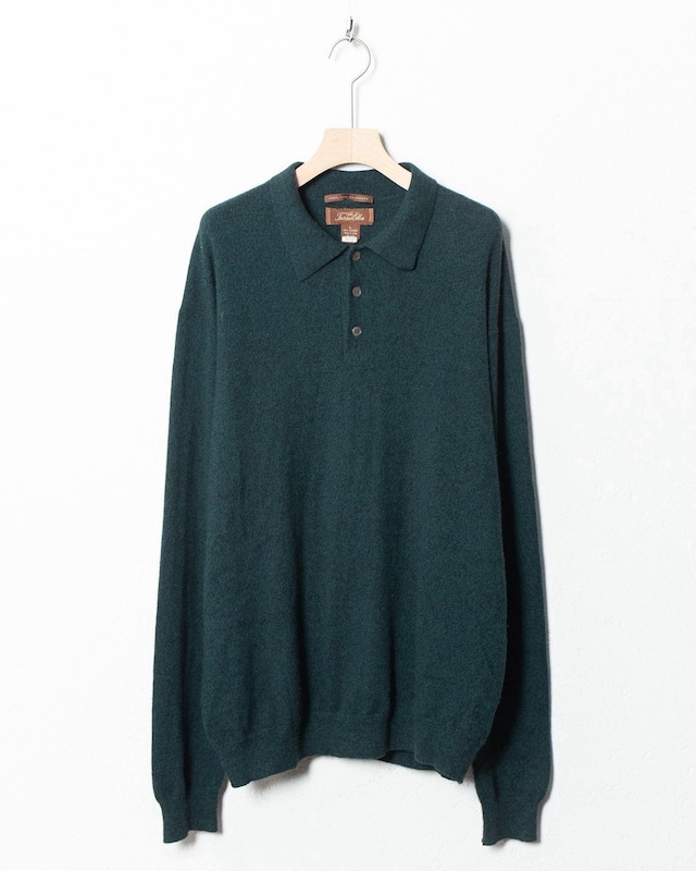 polo all cashmere knitted sweater / COLOR:DEEP GREEN