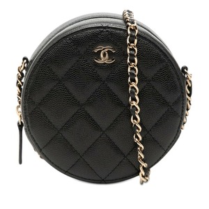 シャネル ココマーク マトラッセ チェーンショルダーバッグ AP0245 ブラック キャビアスキン レディース CHANEL 【中古】