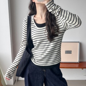 fake two-piece knit pullover J00090