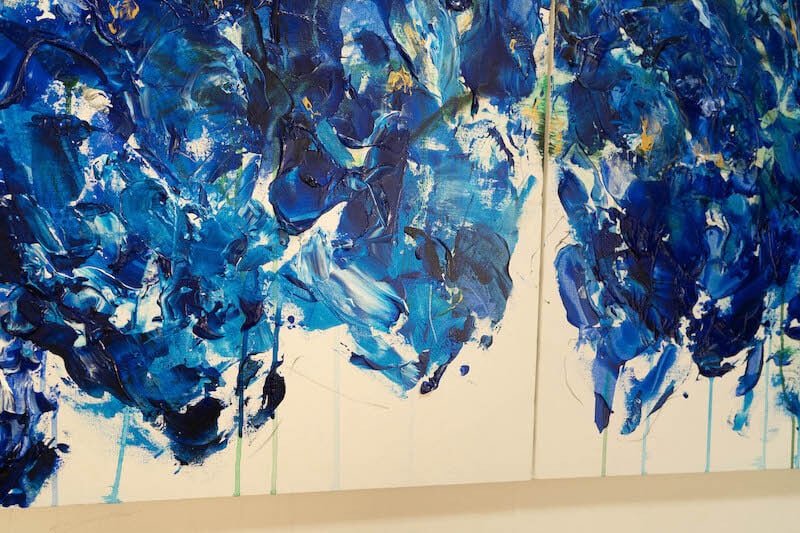Flowers / 青い花をテーマにした現代アート作品 2連キャンバス 絵画