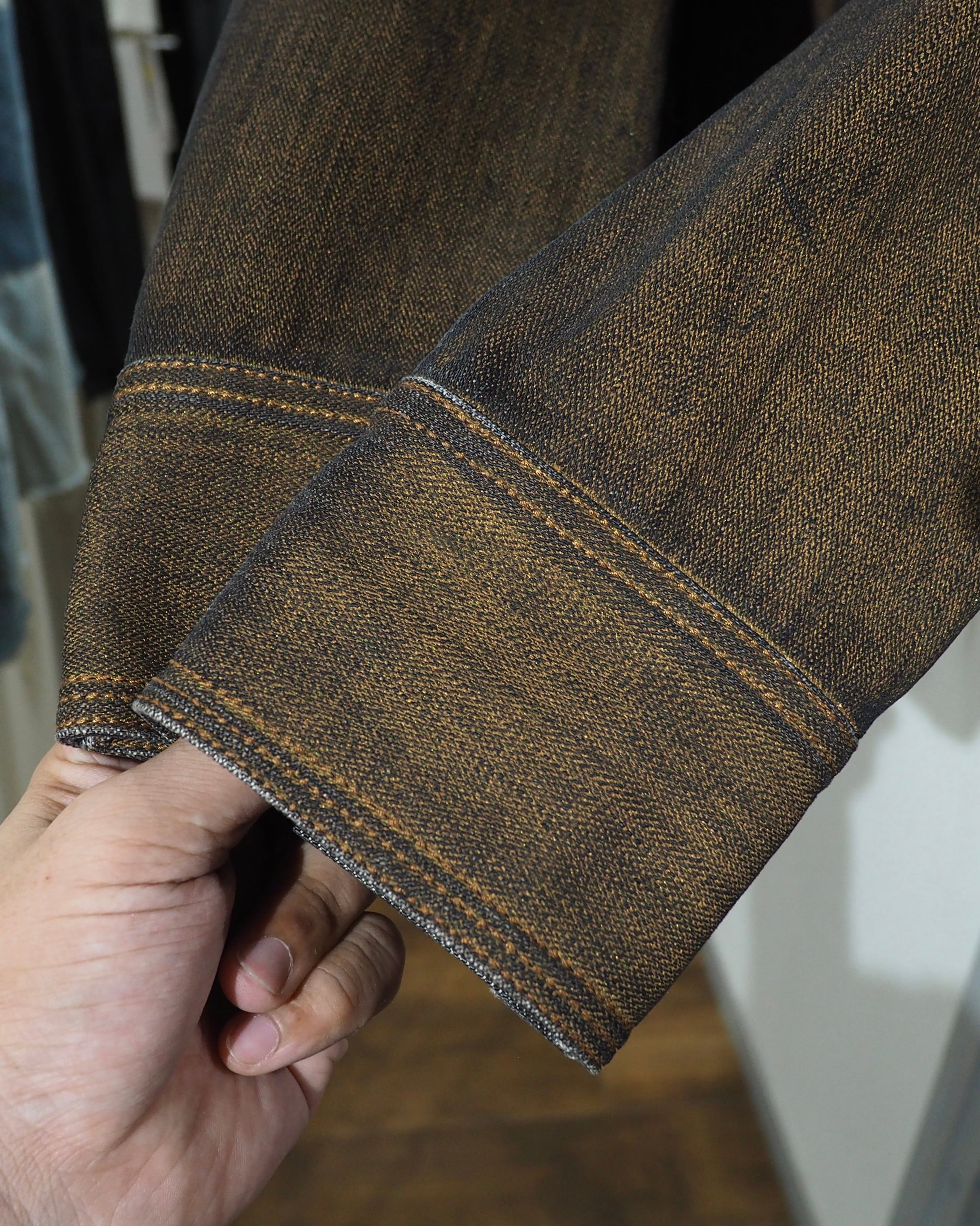 " ELLE HOMME " Beautiful Coating Processing × Western Details Denim Trucker Jacket