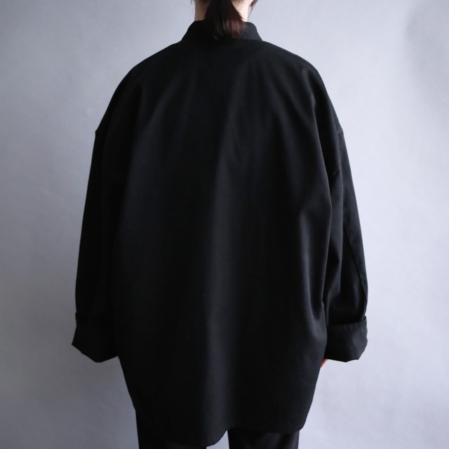 "刺繍"one point design mao-collar over size shirt jacket