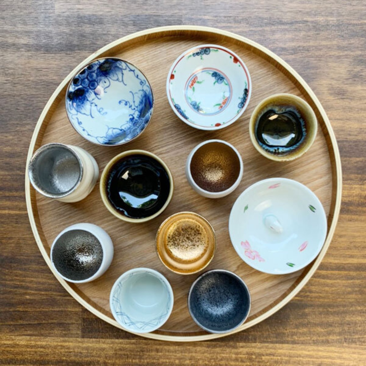 有田焼　太鼓型煎茶　ぐい吞み　七宝地紋