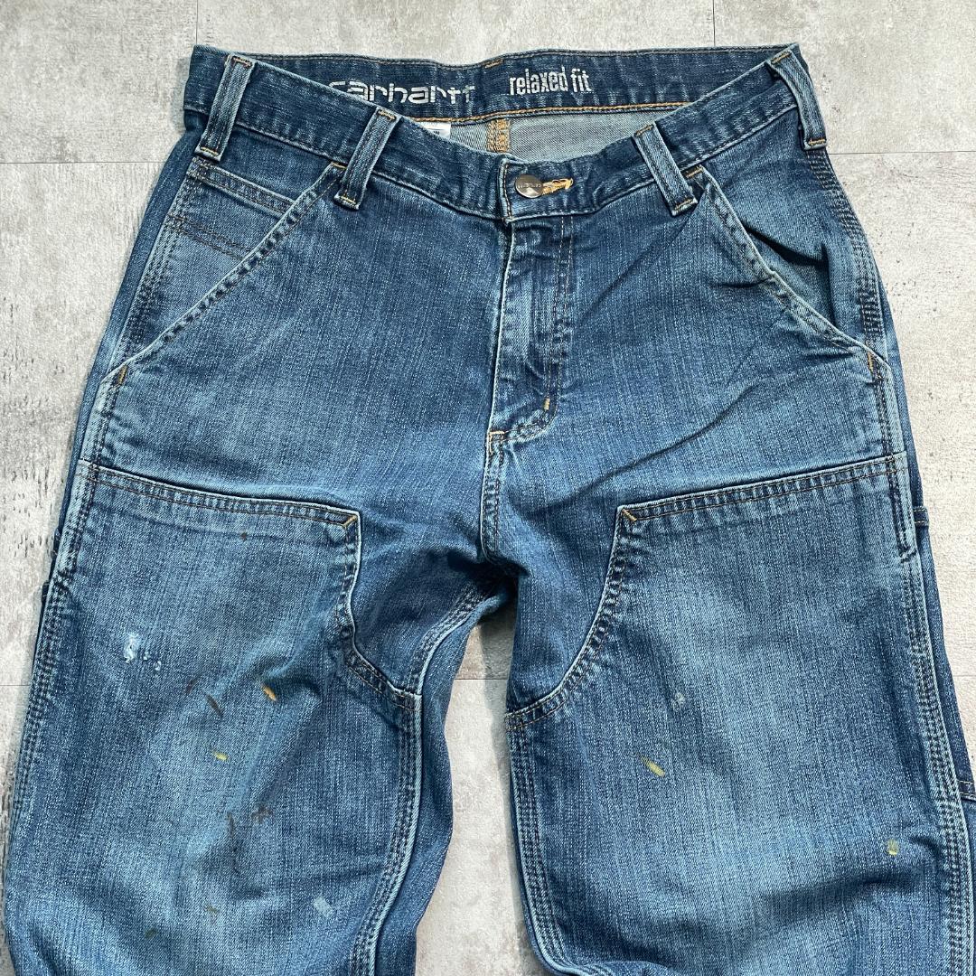 10s メキシコ製 デニム ダブルニー Carhartt カーハート 30×34 | ib2