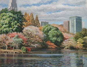 油絵#13「新宿御苑紅葉」F6 / Oil Painting #13 "Shinjuku Gyoen National Garden dyed with autumn leaves" F6