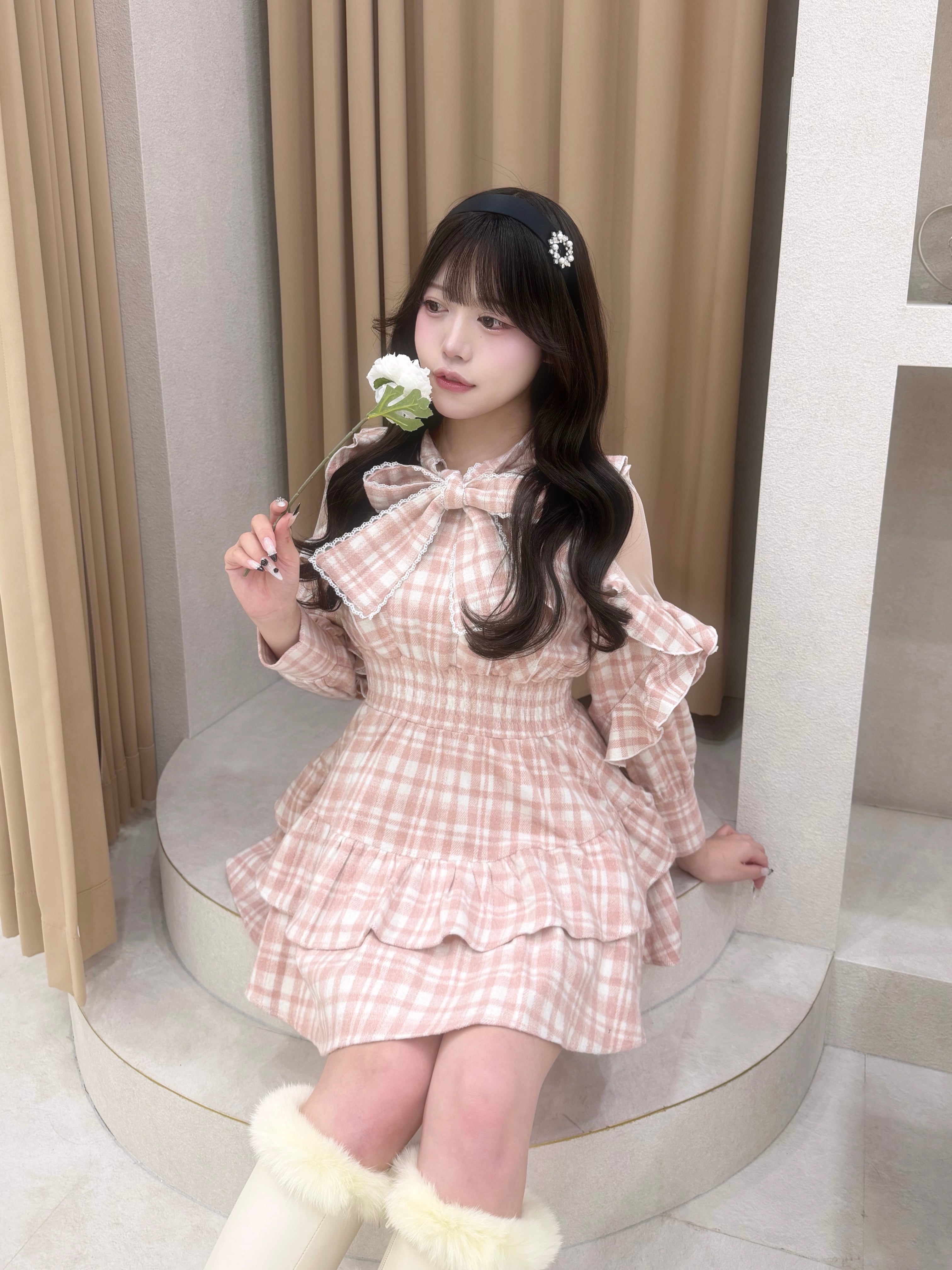 meltie めろいティアードミニワンピース ホワイト めろいティアードミニワンピース | meltie