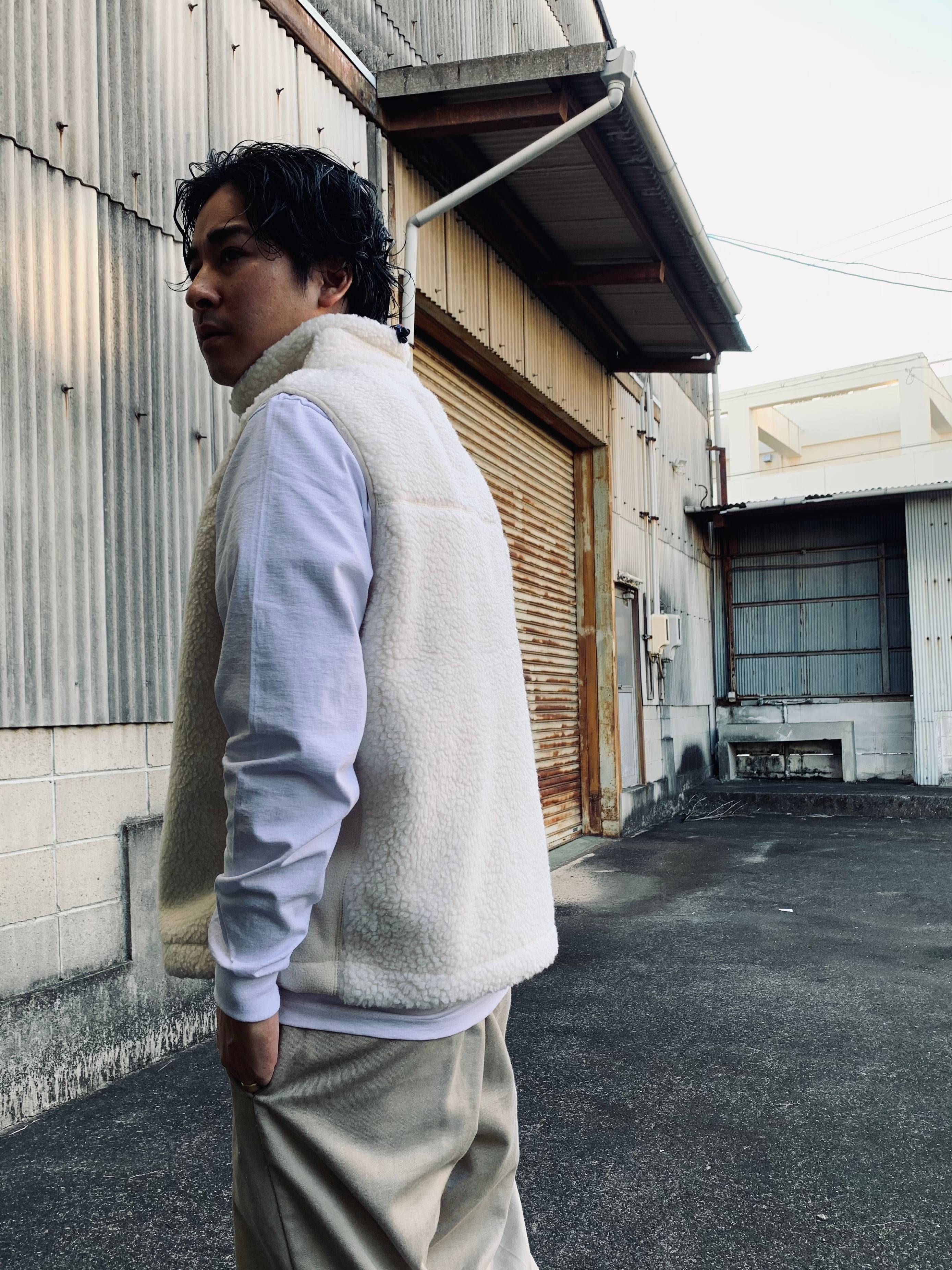 Cape HEIGHTS boa fleece vest white ケープハイツ ボアフリースベスト